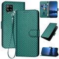 For Samsung Galaxy A42 5G YX0070 Carbon Fiber Buckle Leather Phone Case with Lanyard(Dark Green)