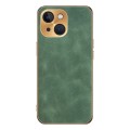 For iPhone 14 Electroplating Lambskin Leather Phone Case(Green)