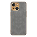 For iPhone 14 Electroplating Lambskin Leather Phone Case(Grey)