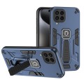 For Samsung Galaxy M33 5G Shockproof Holder Phone Case(Blue)