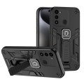 For Tecno Spark Go 2022 2 in 1 Shockproof Holder Phone Case(Black)