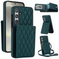 For Samsung Galaxy S24+ 5G YM015 Crossbody Rhombic Card Bag RFID Phone Case(Green)