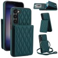 For Samsung Galaxy S23 5G YM015 Crossbody Rhombic Card Bag RFID Phone Case(Green)
