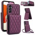 For Samsung Galaxy A14 4G / 5G YM015 Crossbody Rhombic Card Bag RFID Phone Case(Dark Purple)