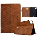 For iPad Pro 11 2024 Rhombus Embossed Leather Tablet Case(Brown)