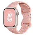 For Apple Watch Series 8 45mm Hole Style Butterfly Buckle Camouflage Silicone Watch Band(Pink Sand)