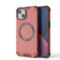 For iPhone 13 Honeycomb Magnetic Ring Shockproof Phone Case(Red)