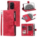 For Honor 200 Lite Global Multi-Card Totem Zipper Leather Phone Case(Red)