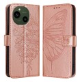 For Sharp Aquos R9 SH-51E Embossed Butterfly Leather Phone Case(Rose Gold)