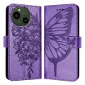For Sharp Aquos R9 SH-51E Embossed Butterfly Leather Phone Case(Light Purple)
