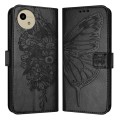 For Sharp Aquos Wish4 SH-52E Embossed Butterfly Leather Phone Case(Black)
