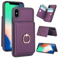 For iPhone XS / X RFID Anti-theft Card Ring Holder Phone Case(Dark Purple)