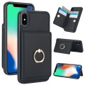 For iPhone XR RFID Anti-theft Card Ring Holder Phone Case(Black)
