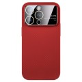 For iPhone 15 Pro Max Large Window Carbon Fiber Shockproof Phone Case(Red)