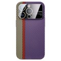 For iPhone 11 Pro Max Large Window Carbon Fiber Shockproof Phone Case(Green Purple)