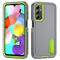 For Samsung Galaxy A15 Rugged PC + Silicone Phone Case with Holder(Grey+Fresh Green)