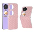 For Huawei Pocket 2 3 in 1 Woven Texture Frosted Translucent Frame PU Phone Case(Pink)