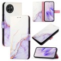 For itel S23 S665L PT003 Marble Pattern Flip Leather Phone Case(White Purple)