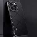 For iPhone 13 Pro Plain Leather PC Phone Case(Black)