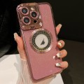 For iPhone 12 Pro Max Starry Glitter MagSafe Lens Holder Phone Case(Pink)