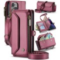 For iPhone 13 CaseMe C36 Card Slots Zipper Wallet RFID Anti-theft Leather Phone Case(Wine Red)