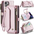 For iPhone 13 mini CaseMe C36 Card Slots Zipper Wallet RFID Anti-theft Leather Phone Case(Pink)