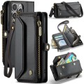 For iPhone 15 Pro Max CaseMe C36 Card Slots Zipper Wallet RFID Anti-theft Leather Phone Case(Black)