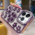 For iPhone 15 Pro Electroplating Flower Diamond TPU Phone Case(Purple)