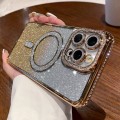 For iPhone 15 Pro Diamond Gradient Glitter Plated MagSafe Phone Case(Gold)