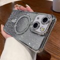 For iPhone 15 Plus Diamond Gradient Glitter Plated MagSafe Phone Case(Silver)