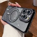 For iPhone 14 Pro Max Diamond Gradient Glitter Plated MagSafe Phone Case(Black)
