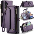 For Samsung Galaxy A34 5G CaseMe C36 Card Slots Zipper Wallet RFID Anti-theft Leather Phone Case(Pur