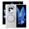 For vivo X Fold3 6D Plated Carbon Fiber Clear Magsafe PC Phone Case(Starlight Silver)