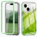 For iPhone 15 Plus IMD Gradient Feather PC + TPU Phone Case(Green)