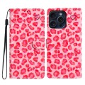 For iPhone 16 Pro Max 3D Pattern Leather Phone Case(Pink Leopard Print)