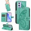 For OnePlus 9 Swallowtail Butterfly Embossed Leather Phone Case(Green)
