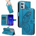 For OnePlus Nord CE 2 5G Swallowtail Butterfly Embossed Leather Phone Case(Blue)