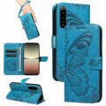 For Sony Xperia 5 IV Swallowtail Butterfly Embossed Leather Phone Case(Blue)