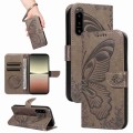 For Sony Xperia 5 IV Swallowtail Butterfly Embossed Leather Phone Case(Grey)