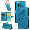 For Sony Xperia 10 V Swallowtail Butterfly Embossed Leather Phone Case(Blue)