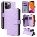 For iPhone 12/12 Pro Crossbody Rhombic Zipper Tower Buckle Leather Phone Case with Lanyard(Purple)