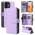 For iPhone 12 mini Crossbody Rhombic Zipper Tower Buckle Leather Phone Case with Lanyard(Purple)