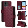 For iPhone 11 Crossbody Rhombic Zipper Tower Buckle Leather Phone Case with Lanyard(Wine Red)