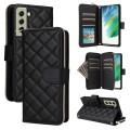 For Samsung Galaxy S21 FE 5G Crossbody Rhombic Zipper Tower Buckle Leather Phone Case with Lanyard(B