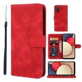 For Samsung Galaxy A02s US Skin Feel Geometric Lines Leather Phone Case(Red)