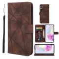 For Samsung Galaxy A35 5G Skin Feel Geometric Lines Leather Phone Case(Brown)