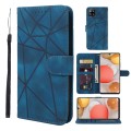 For Samsung Galaxy A42 5G Skin Feel Geometric Lines Leather Phone Case(Blue)