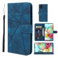 For Samsung Galaxy A71 5G Skin Feel Geometric Lines Leather Phone Case(Blue)