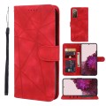 For Samsung Galaxy S20 FE Skin Feel Geometric Lines Leather Phone Case(Red)