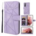 For Samsung Galaxy S21+ 5G Skin Feel Geometric Lines Leather Phone Case(Purple)